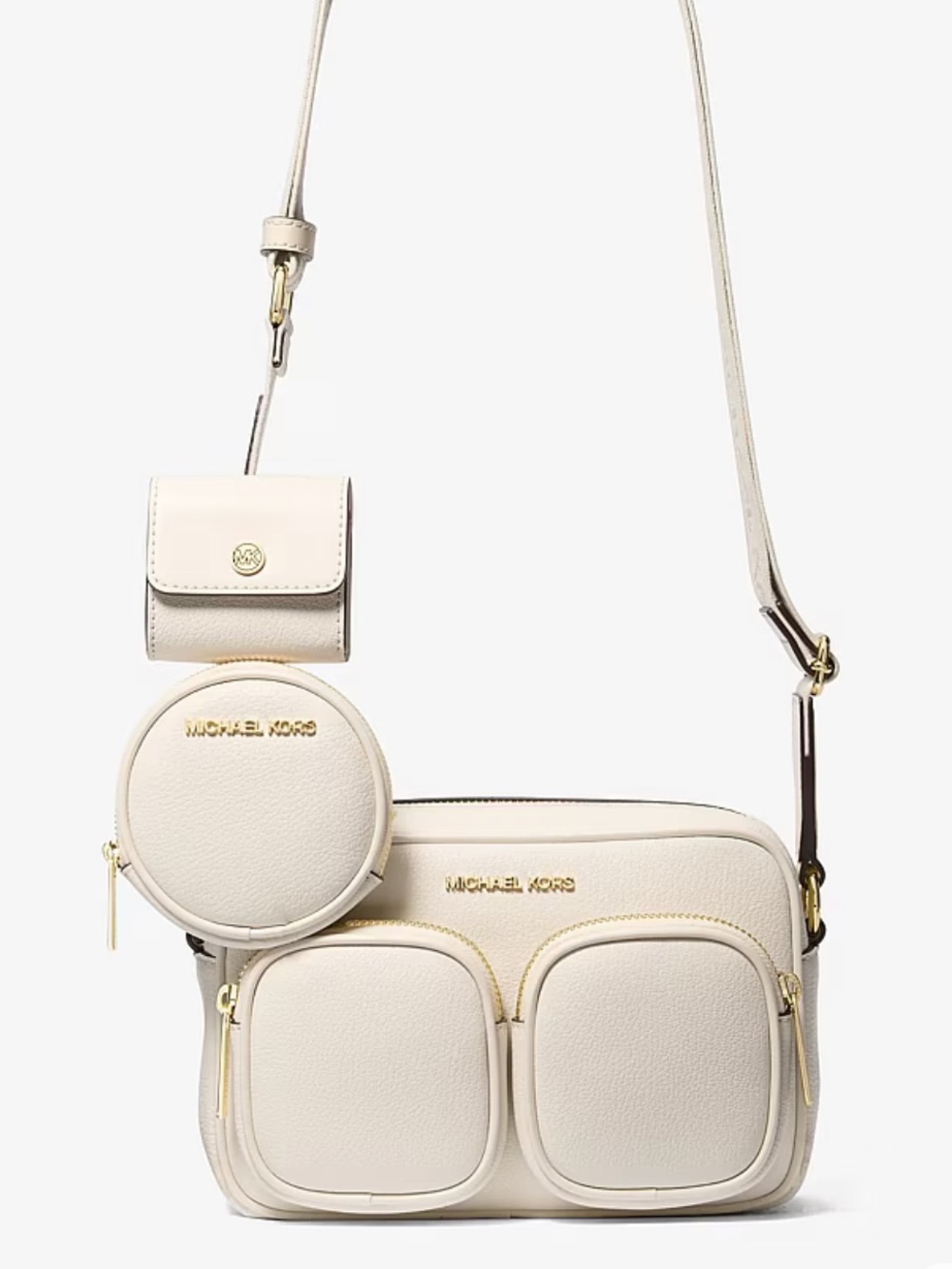 Michael Kors JST Md Pocket Leather Messenger XBody With Attachments Crossbody